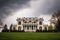 italianate house with belvedere in the cloudy weather