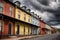 italianate townhouses showcasing deep eaves on a cloudy day