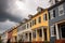 italianate townhouses showcasing deep eaves on a cloudy day