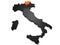 Italy 3d black and orange map, whith trentino region highlighted