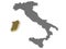 Italy 3d metallic map, whith sardinia,region highlighted