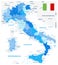 Italy Administrative Divisions Map Blue Colors