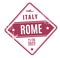 Italy airport stamp. Travel tourist visa with grunge texture