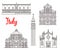 Italy architecture buildings vector icons