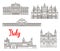 Italy architecture buildings vector icons