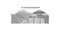 Italy, Barumini, Su Nuraxi Di Barumini city skyline isolated vector illustration, icons