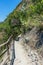 Italy, Cinque Terre, Corniglia, VIEW OF FOOTPATH ON ROCKY MOUNTAIN