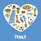 Italy Colored Doodles Vector Collection