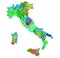 Italy with colored stylized hands, fantasy, colors, isolated.