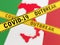 Italy coronavirus outbreak do not cross yellow ribbon - 3D render with focus depth of field