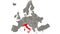 Italy country blinking red highlighted in map of Europe