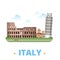 Italy country design template Flat cartoon style w
