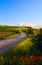 Italy countryside landscape; sunset over the tuscany hills