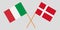 Italy and Denmark. Italian and Danish flags. Official colors. Correct proportion. Vector