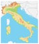 Italy Detailed Physical Map - No text