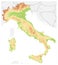 Italy Detailed Physical Map On White - No text