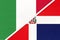 Italy and Dominican Republic, symbol of two national flags from textile. Championship between two countries