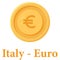 Italy Euro Coin Isolated Vector icon which can easily modify or edit