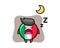 Italy flag badge character illustration sleeping at night