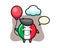 Italy flag badge mascot illustration is playing balloon