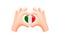 Italy flag in form of hand heart. National flag concept. Vector