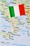 Italy flag on map