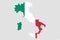Italy flag  on map isolated  on png or transparent  background,Symbol of Italy,template for banner,advertising, commercial,vector