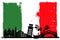 Italy flag and silhouettes