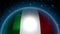 Italy flag strung on planet Earth. Abstraction of a globe with the contours of the continents.