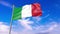 Italy flag waving against blue sky, perfect for news, digital composition