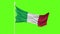 Italy Flag Waving and Fluttering in front of a green screen, flag animation on a green screen