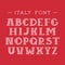 Italy font. Vector alphabet with latin letters