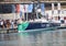 ITALY,GENOVA: Team Jajo\\\'s boat in the Ocean Live Park dock-Ocean Race. June 27.2023.