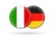 Italy and Germany circle flags. 3d icon. Round German and Italian national symbols. Vector illustration