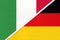 Italy and Germany, symbol of two national flags from textile. Championship between two European countries