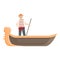 Italy gondola icon cartoon vector. Venice boat