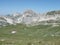 Italy, Gran Sasso National Park, view of Campo Imperatore side of big peak