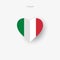 Italy heart shaped flag. Origami paper cut Italian national banner