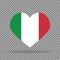 Italy heart sign against virus. Pray together. Italian icon style with shadow. Vector EPS 10