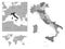 Italy - highly detailed black and white map.