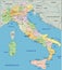 Italy - Highly detailed editable political map with separated layers.