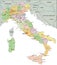 Italy - Highly detailed editable political map with separated layers.