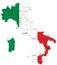 Italy highly detailed political map with national flag.