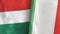 Italy and Hungary two flags textile cloth 3D rendering