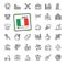 Italy, Italian - minimal thin line web icon set. Outline icons collection