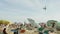 Italy, Jesolo - August 2022. Military plane flies over Jesolo beach