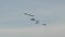 Italy, Jesolo - August 2022. Tricolor Arrows military aircraft in the sky