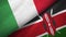 Italy and Kenya two flags textile cloth, fabric texture