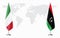 Italy and Libya flags for official meeting