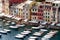Italy. Liguria. The colored houses and the Riva boats